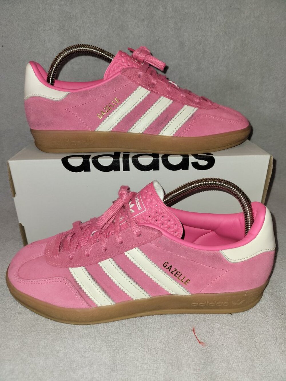 Adidas Gazelle Women's Size 8 Lucid Pink White Sneakers Tan Gum JR1356 (#1758)